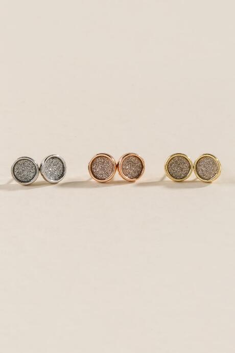 Francesca's Rita Glitter Circles Stud Set - Mixed Plating
