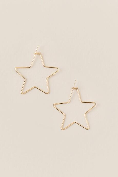 Francesca's Star Hoop Earring - Gold