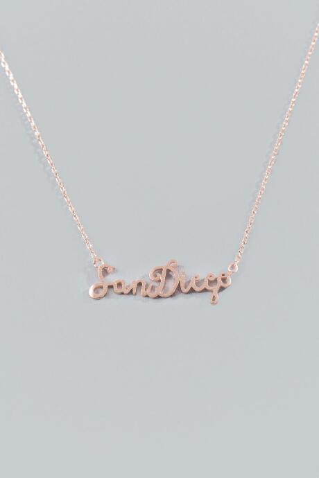 Francesca's San Diego Script Pendant In Rose Gold - Rose/gold