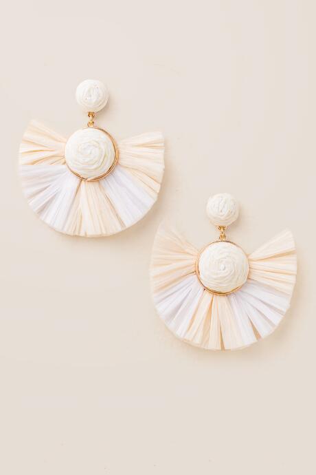 Francesca's Loxeley Raffia Statement Earrings - Ivory