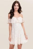 Francesca's Skylar Cold Shoulder A-line Dress - Pink