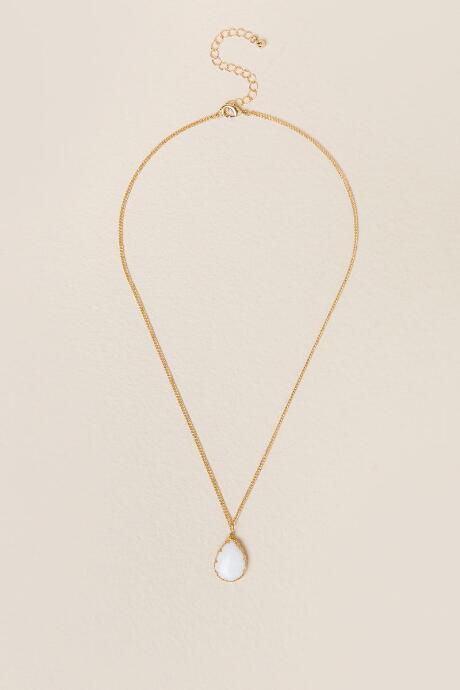 Francesca's Taja Stone Teardrop Pendant Necklace - White