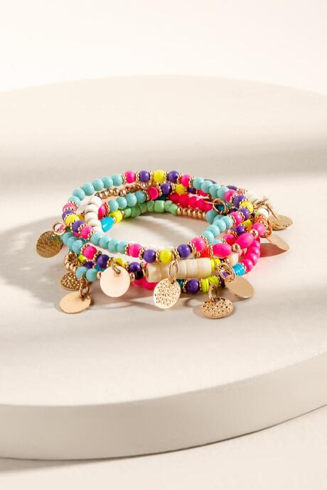 Francesca's Raelynn Beaded Charm Bracelet - Multi