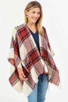 Francesca's Katina Frayed Plaid Kimono