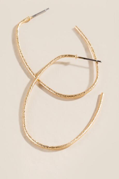 Francesca's Karissa Textured Oval Hoop Earrings - Gold