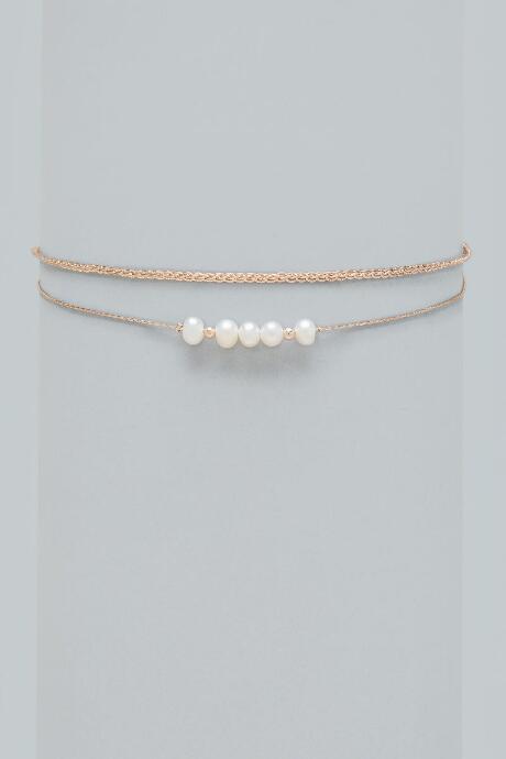 Francesca's Adalyn Rose Gold Pearl Choker - Rose/gold