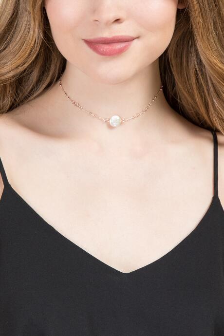 Francesca Inchess Brittany Rose Gold Peal Choker - Rose/gold