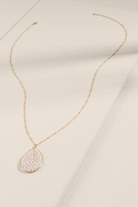 Francesca's Adeline Beaded Teardrop Pendant - Ivory