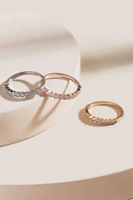 Francesca's Alyson Pave Ring Set - Multi