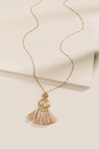 Francesca's Delaney Double Coin Tassel Pendant Necklace - Tan