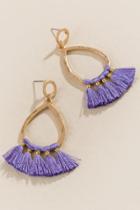 Francesca's Evony Teardrop Tassel Earrings - Purple