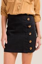 Francesca's Alina Side Button Twill Skirt - Black