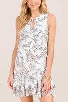 Francesca Inchess Ophelia Floral Flounce Hem Shift Dress - Ivory