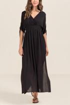 Francesca Inchess Carla Cold Shoulder Tie Maxi Swim Cover-up - Black