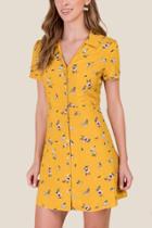 Francesca's Laila Vintage Dot Shirt Dress - Mustard