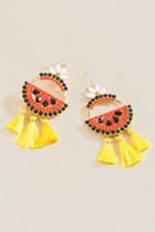 Francesca's Watermelon Tassle Earrings - Red