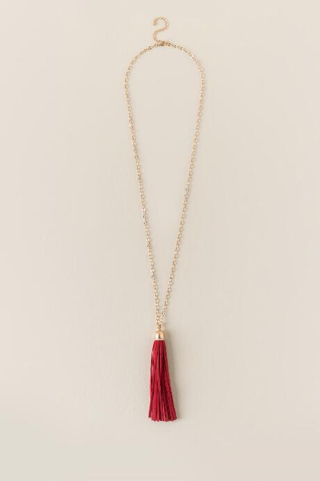 Francesca's Game Day Tassel Necklace In Orange - Garnet