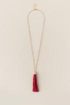 Francesca's Game Day Tassel Necklace In Orange - Garnet