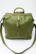 Francesca's Poppy Front Zipper Backpack - Dark Olive