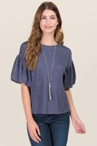 Alya Katarina Tulip Sleeve Knit Tee - Vintage Purple