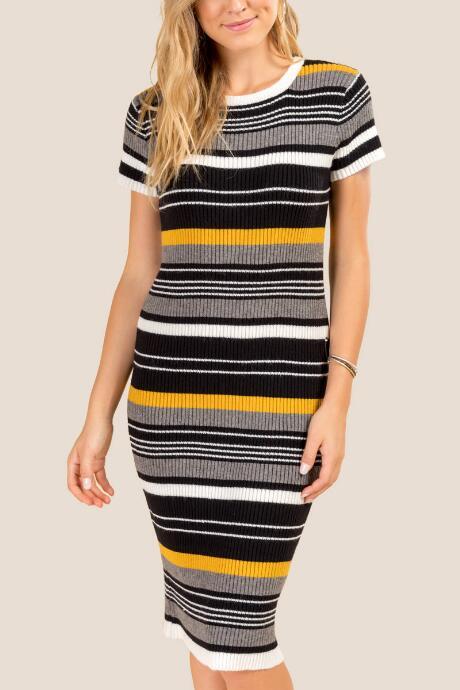 Francesca Inchess Remi Striped Sweater Dress - Marigold