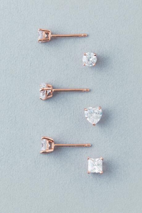 Francesca's Stevie Sterling Stud Set - Rose/gold