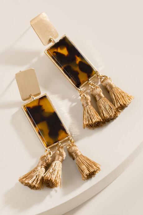 Francesca's Paisley Statement Tassel Earrings - Amber