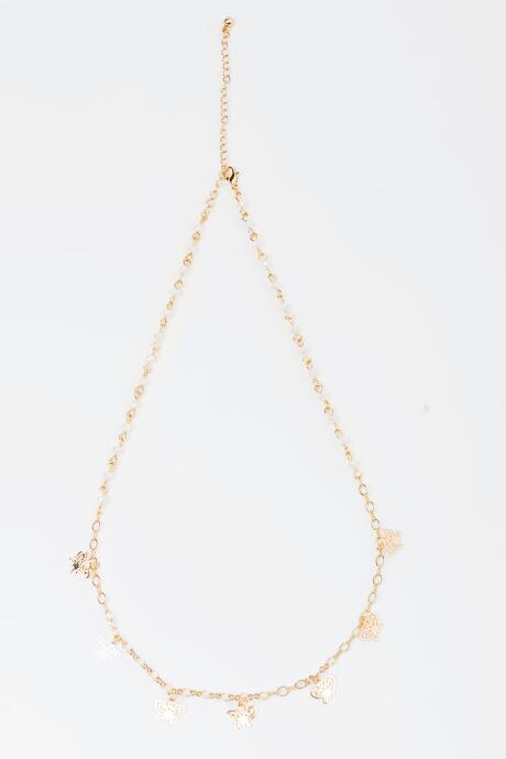 Francesca's Lucy Butterfly Beaded Necklace - Ivory