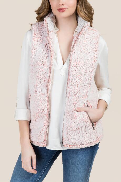Mi Ami Farah Collared Wubby Vest - Blush