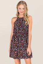 Blue Rain Haley Floral A-line Dress - Black