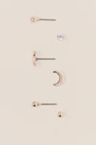 Francesca's Moon Cubic Zirconia Stud Earring Set In Rose Gold - Rose/gold
