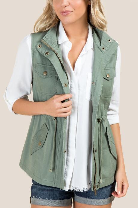 Francesca's Larissa Anorak Vest - Dark Olive