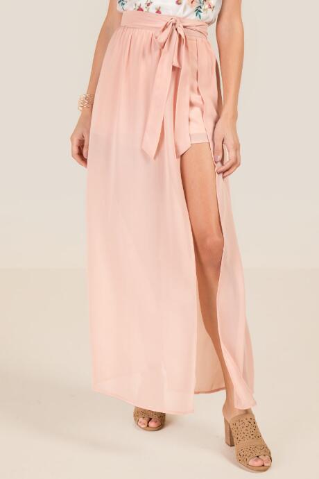 Francesca Inchess Paola Tie Waist Long Skirt - Pink