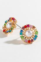 Francesca's Margot Pearl Center Studs In Rainbow - Multi