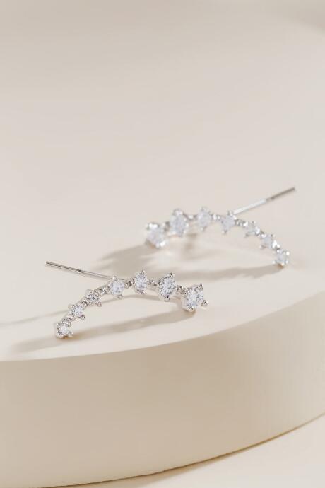 Francesca's Carly Cubic Zirconia Crawler Earrings - Crystal