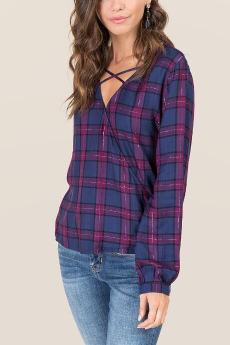 Francesca's Tansy Surplus Lurex Top - Purple