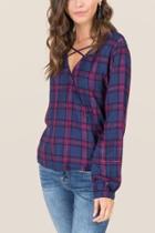 Francesca's Tansy Surplus Lurex Top - Purple