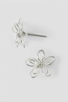 Francesca's Becca Wire Flower Stud Earrings In Silver - Silver