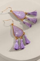 Francesca's Femmi Tassel Stone Drop Earrings - Lavender