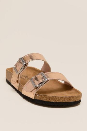 Charles Albert Maria Metallic Footbed Slide Sandal - Rose/gold