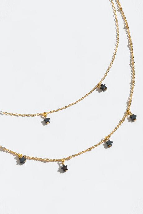 Francesca's Acacia Layered Mini Star Necklace - Hematite