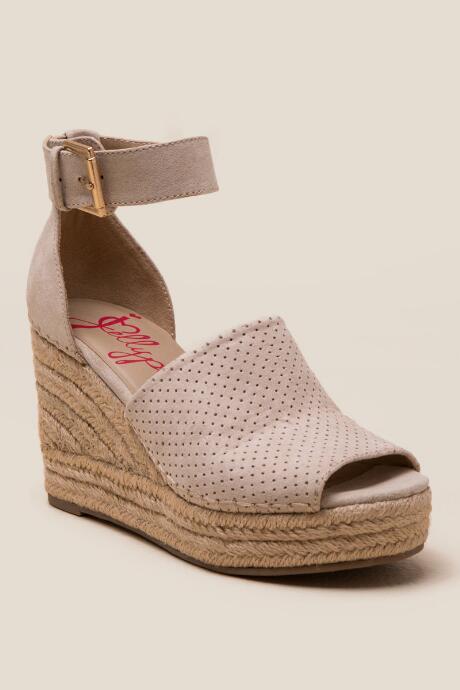 Francesca Inchess Ravishing Peep Toe Jute Wedge - Nude