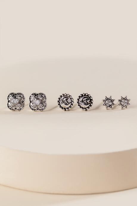 Francesca's Randi Boho Stud Earrings - Silver