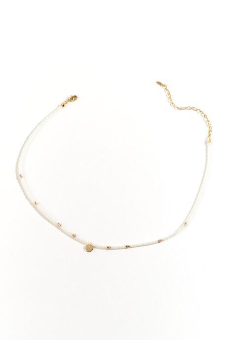 Francesca's Nina Coin Drop Seed Bead Choker - Ivory