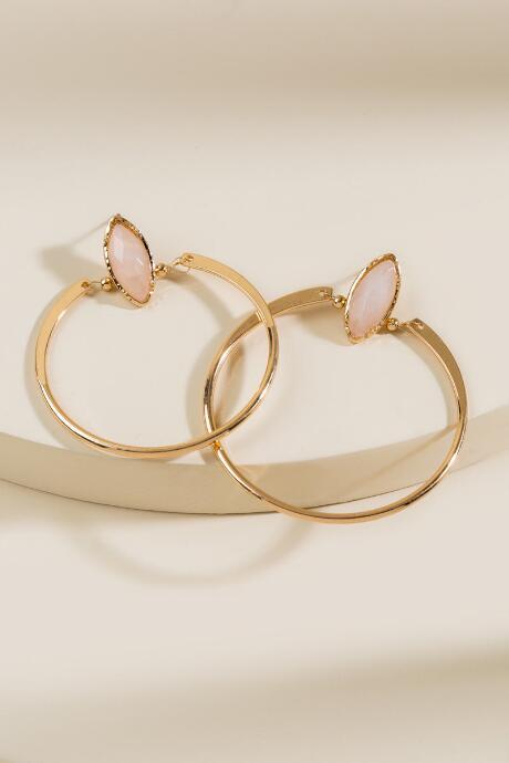 Francesca's Brenda Rose Quartz Hoop Earrings - Pale Pink