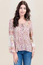 Blue Rain Felicia Floral Bell Sleeve Top - Mauve