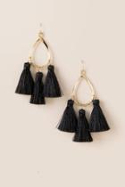 Francesca's Catalina Triple Thread Tassel Earring In Black - Black