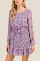 Francesca's Jace Shimmer Floral Dress - Purple