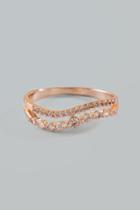 Francesca's Fiona Cubic Zirconia Wave Ring - Rose/gold