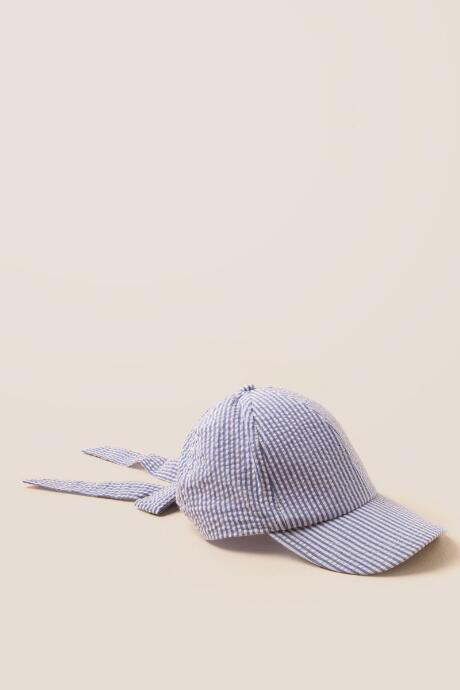 Francescas Shari Seersucker Baseball Hat - Blue